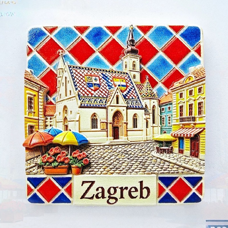 Home Decor Zagreb - แม่เหล็กติดตู้เย็นโครเอเชีย ของที่ระลึกการท่องเที่ยว ของตกแต่งบ้าน สติ๊กเกอร์ติดตู้เย็นซาเกร็บ ของขวัญวันเกิด