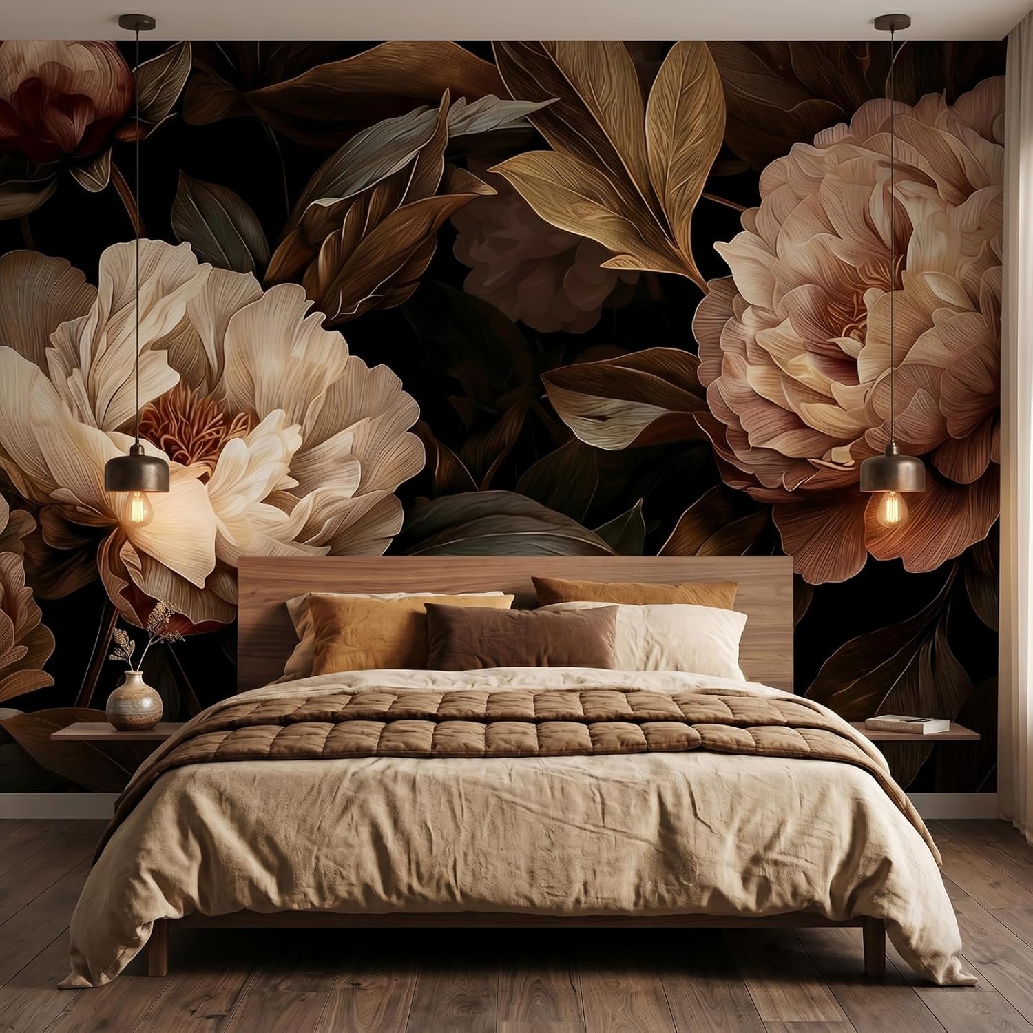 Home Decor Under 100 - พรมแขวนผนังลายดอกโบตั๋นสุดหรู ศิลปะพฤกษศาสตร์ ผ้าโพลีเอสเตอร์ ตกแต่งผนังห้องนอน ห้องนั่งเล่น ตกแต่งภายในบ้าน