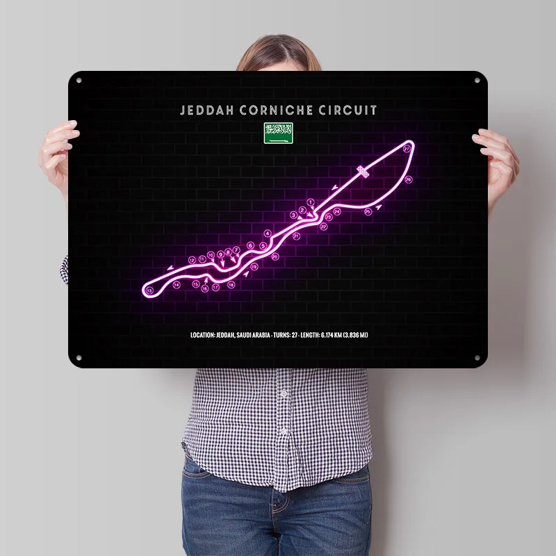 Home Decor Jeddah - โปสเตอร์โลหะลายสามมิติ Je'eddah Corniche Circuit ของตกแต่งผนังแบบกำหนดเอง ป้ายโลหะ