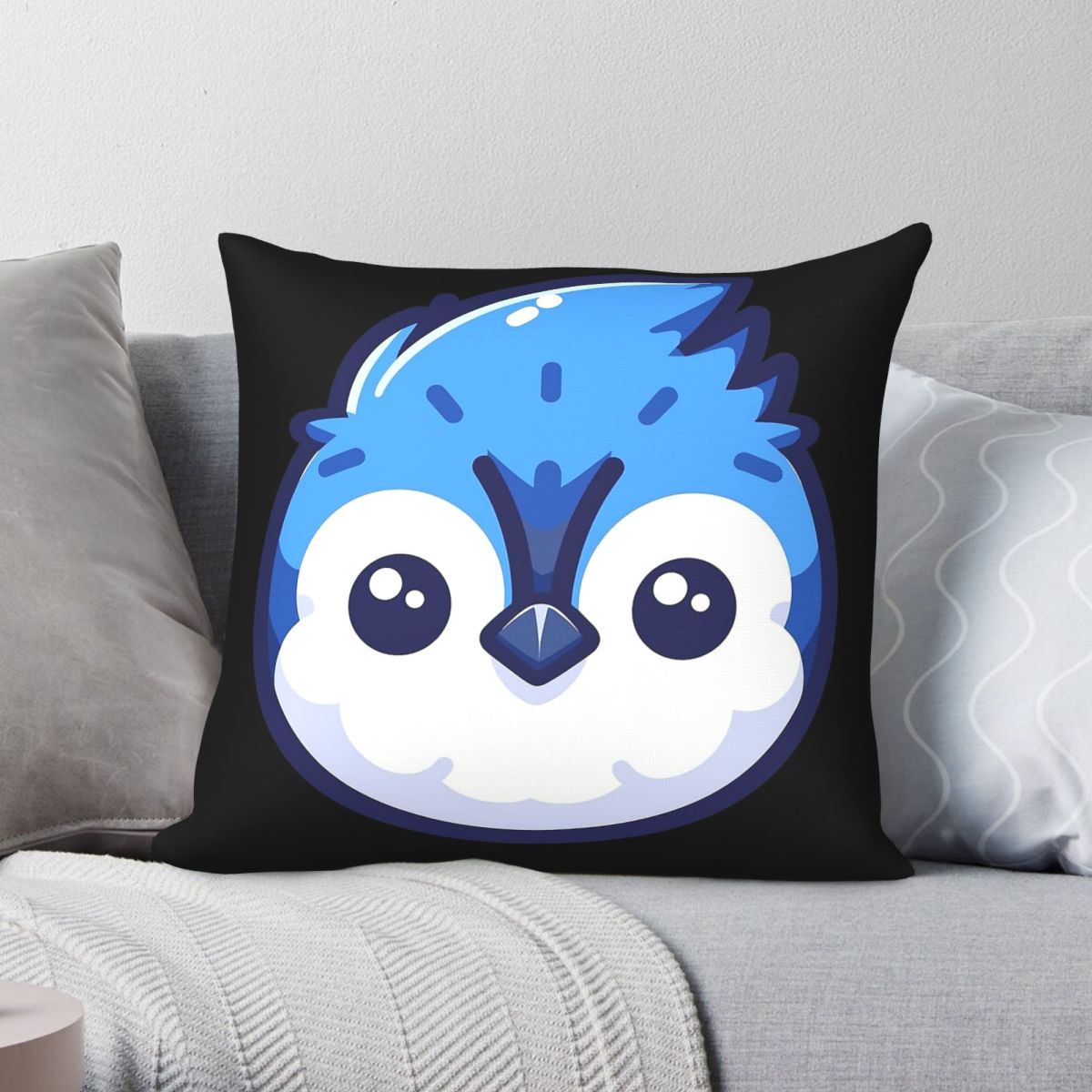 Home Decor Vector - ปลอกหมอนอิงลายหน้าบลูเจย์น่ารัก ผ้าโพลีเอสเตอร์ ผ้าลินิน ผ้ากำมะหยี่ ของตกแต่งสร้างสรรค์ ปลอกหมอนอิงสำหรับห้องนั่งเล่น