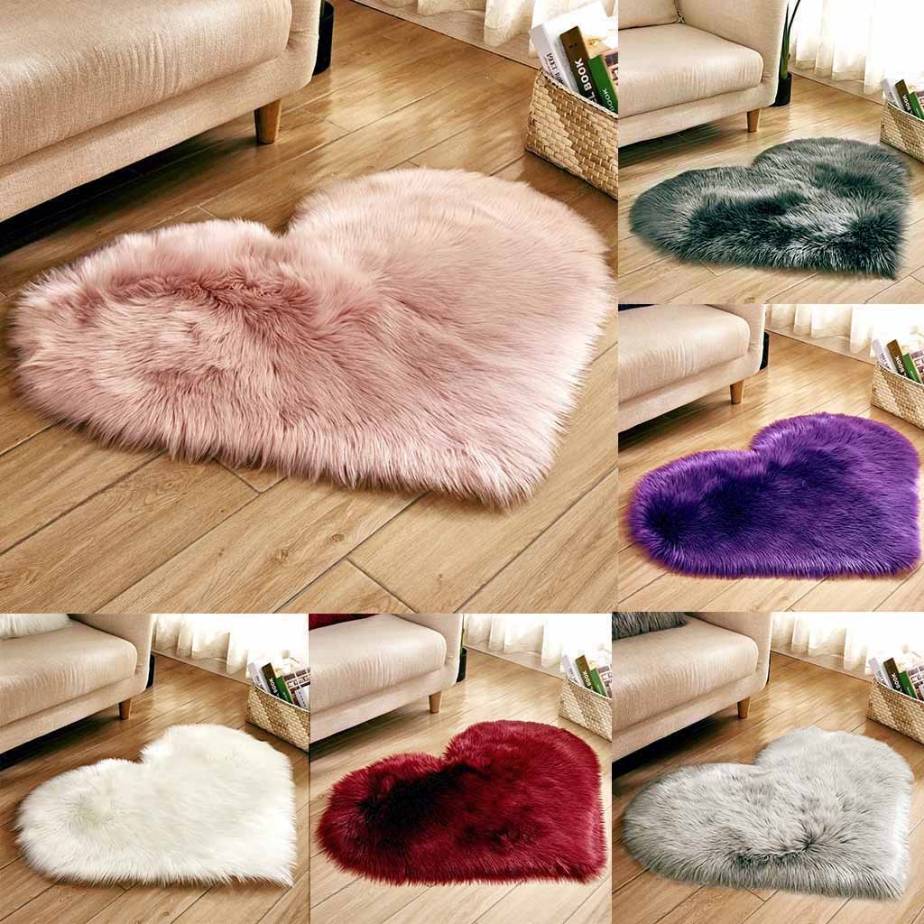 Cowhide Rug Faux - พรมขนเทียมรูปหัวใจพรมปูพื้นขนปุยห้องนอนพรมขนปุยหนังแกะพรมขนปุยตกแต่งโซฟาพรมปูพื้น