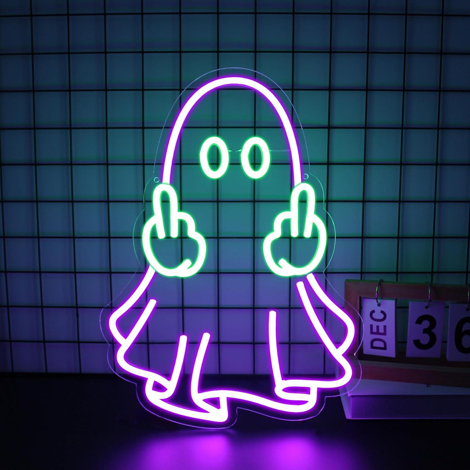 Home Decor Shop - ป้ายไฟนีออนรูปผี ใช้พลังงานจาก USB ไฟ LED ปรับความสว่างได้
