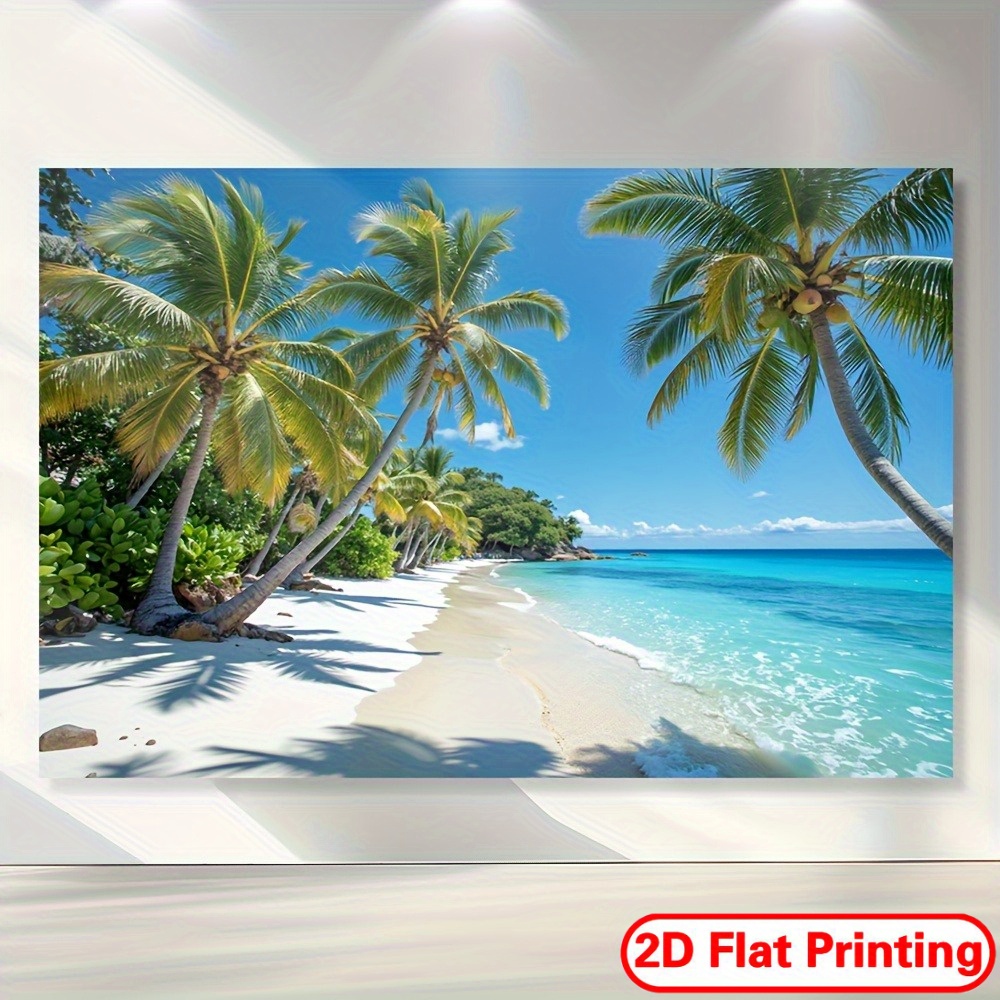 Home Decor Under 100 - พรมชายหาดเขตร้อนแขวนผนังตกแต่ง ภาพศิลปะพระอาทิตย์ตก ต้นปาล์ม มหาสมุทร ของตกแต่งบ้าน ห้องนั่งเล่น
