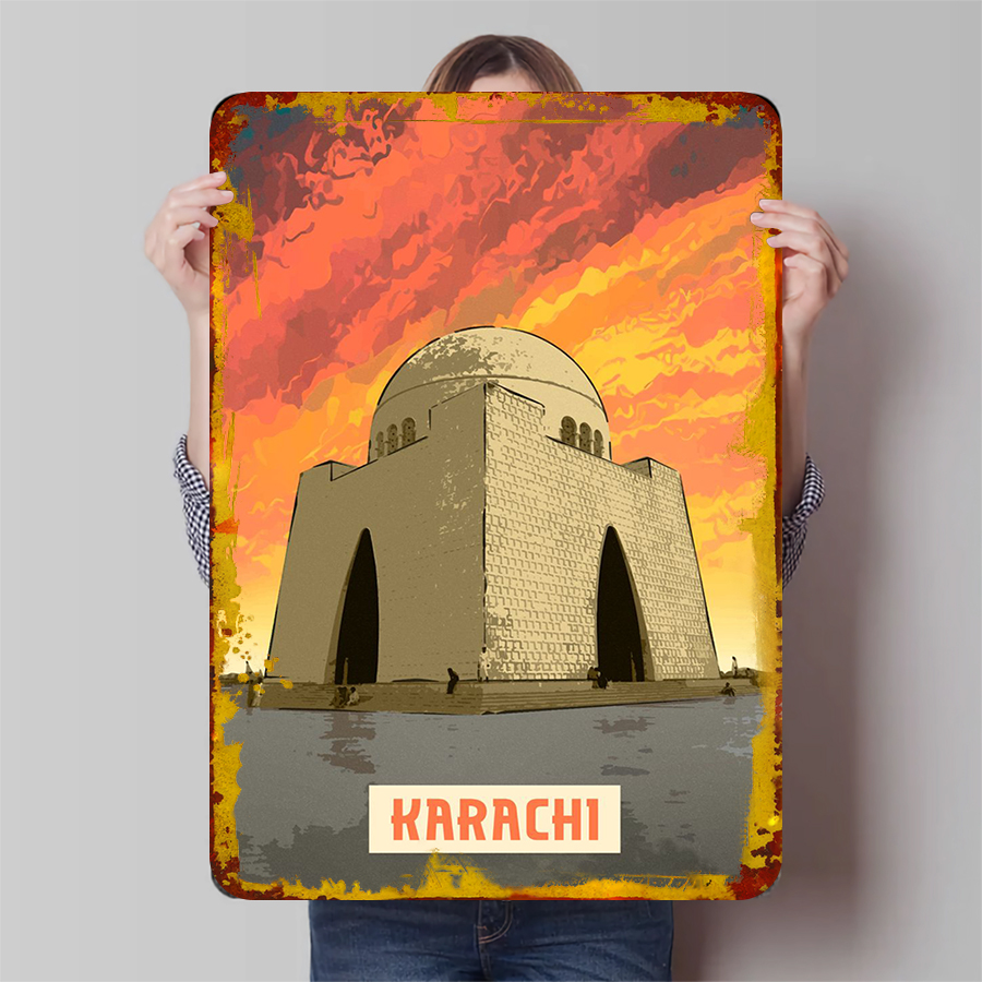 Home Decor Karachi - Karachi Pakistan Landmark กรอบโลหะ Wall Art