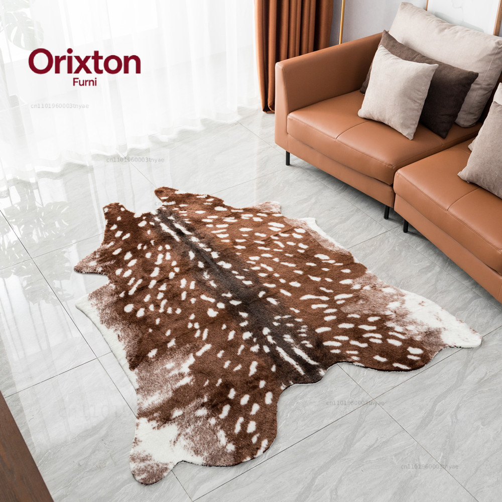 Cowhide Rug Faux - พรมลายหนังกวางเทียม แฟชั่นสุดฮิต พรมกำมะหยี่เลียนแบบหนังวัว ลายหนังสัตว์ รูปทรงธรรมชาติ สำหรับตกแต่ง