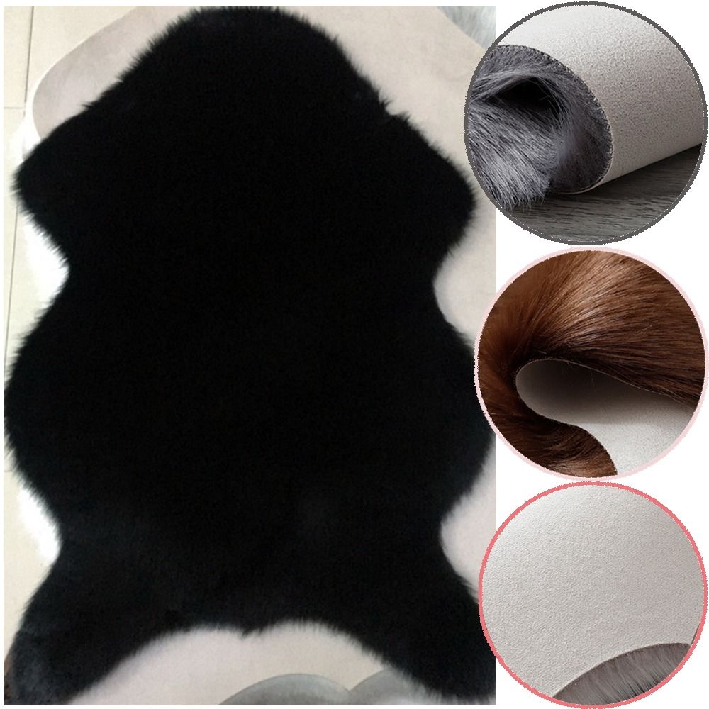 Cowhide Rug Faux - 40x60 ซม.ใหม่พรมPlush Soft Sheepskinห้องนอนพรมขนสัตว์เทียมPadผมยาวข้างเตียงโซฟาเบาะพรมพรมขนสัตว์