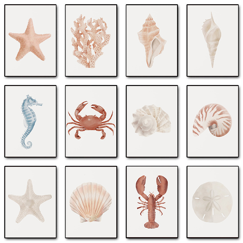Sand Art Picture - ชายหาด ชายฝั่ง หอยสังข์ ปู ทราย สีน้ำ