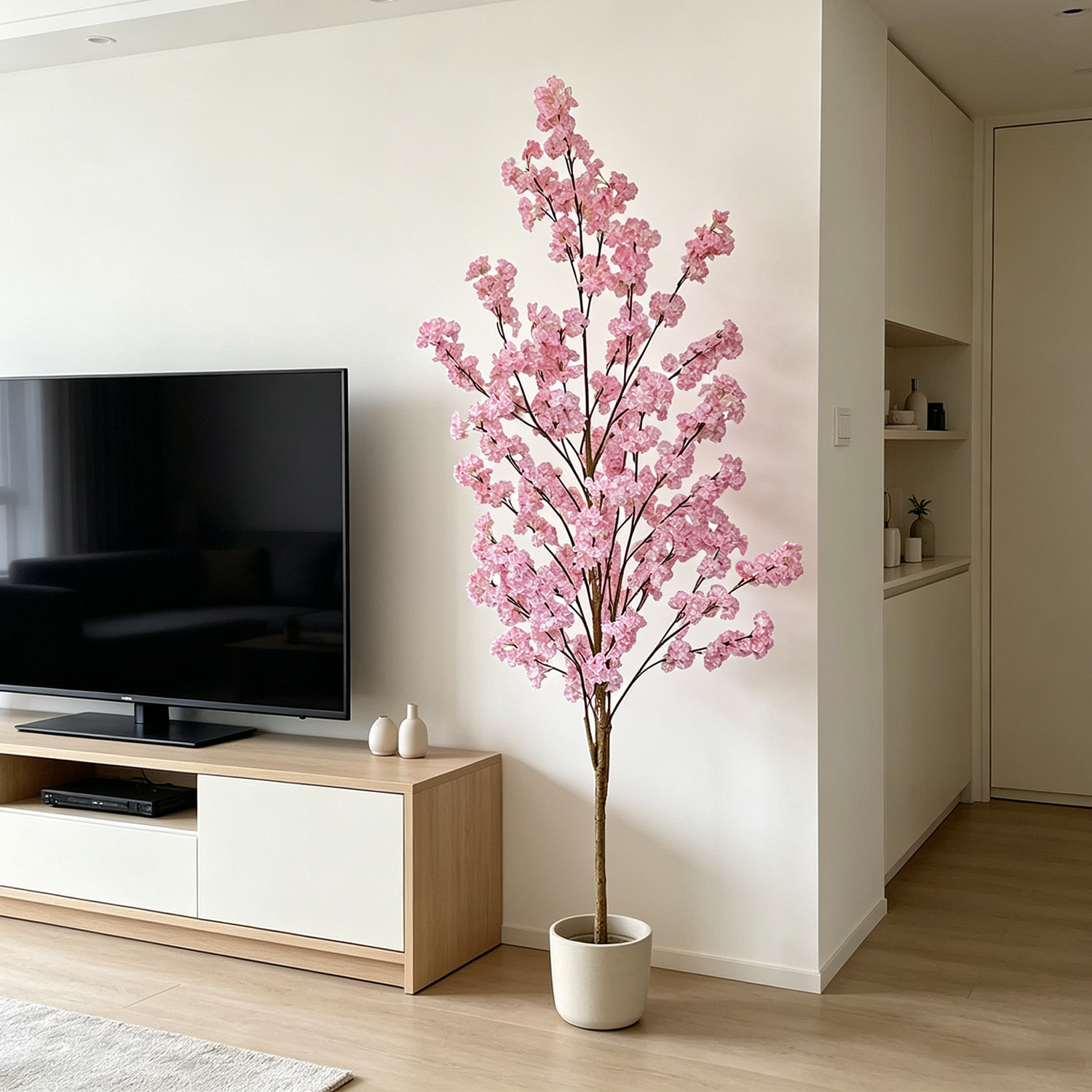 Home Decor Under 100 - ต้นซากุระประดิษฐ์ขนาด 100-220 ซม. ต้นเชอร์รี่บลอสซัมปลอมเหมือนจริงสำหรับตกแต่งบ้าน งานแต่งงาน และห้องนั่งเล่น