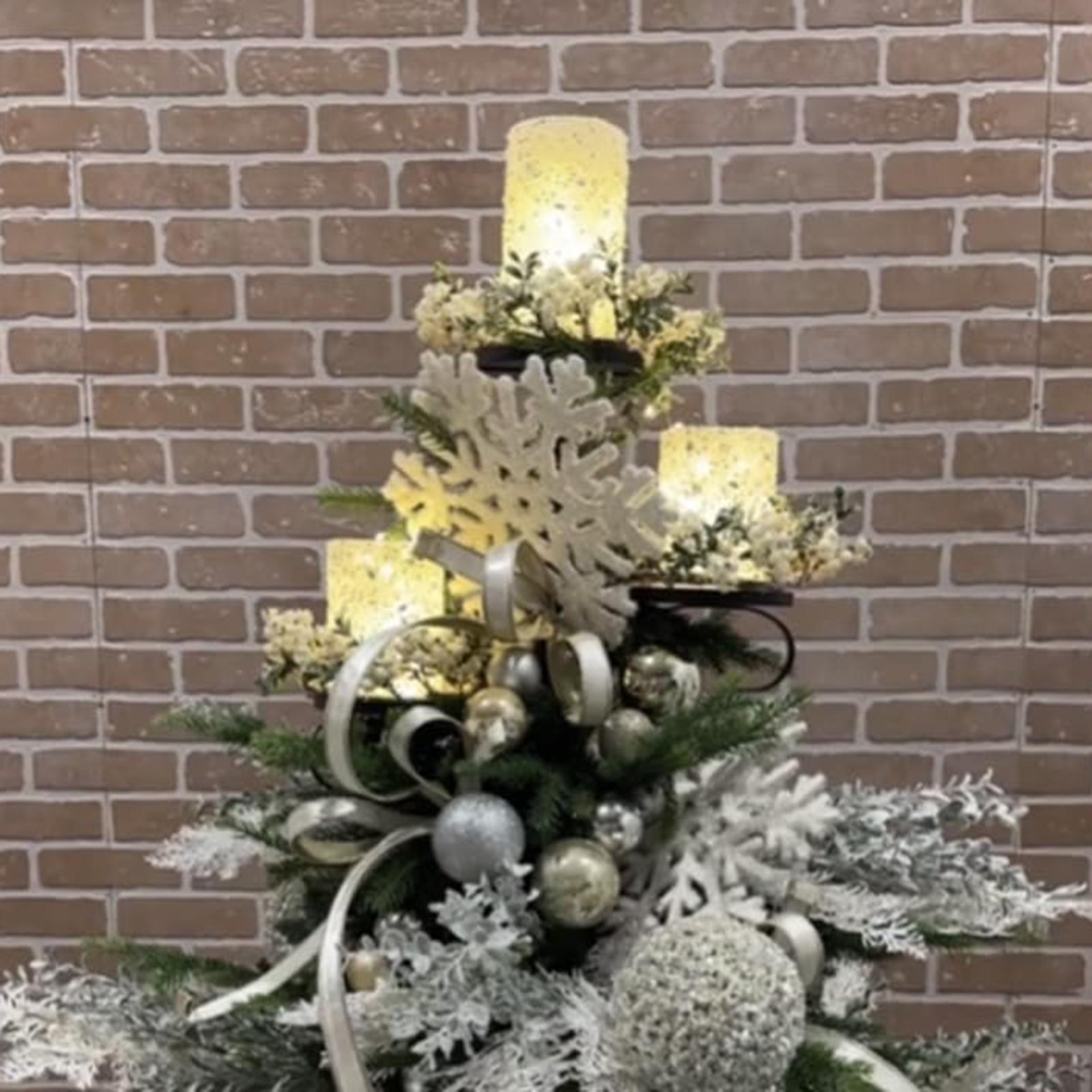 Home Decor Xmas - เชิงเทียนติดต้นคริสต์มาสแบบสามแขน สีดำเมทัลลิก สำหรับตกแต่งเทศกาลคริสต์มาส