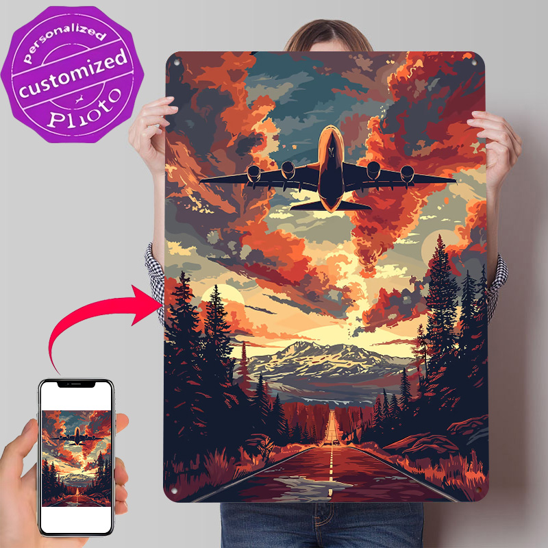 Home Decor Vector - โปสเตอร์โลหะลายเครื่องบิน A380 สไตล์เวคเตอร์อาร์ต ตกแต่งผนังแบบเรโทร วินเทจ สำหรับตกแต่งบ้าน
