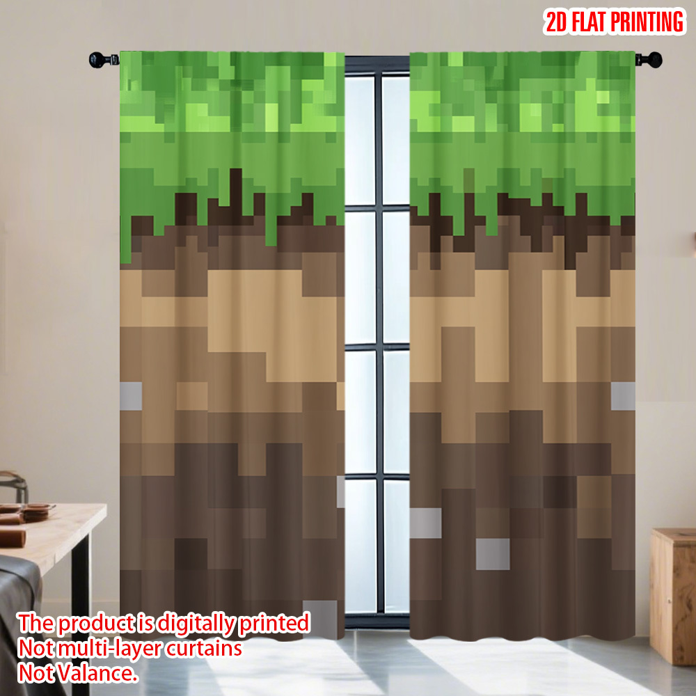 ผ้าม่านบล็อกแสงลายพิกเซลโลก 2  - Home Decor Youtube Videos บทวิจารณ์และราคา