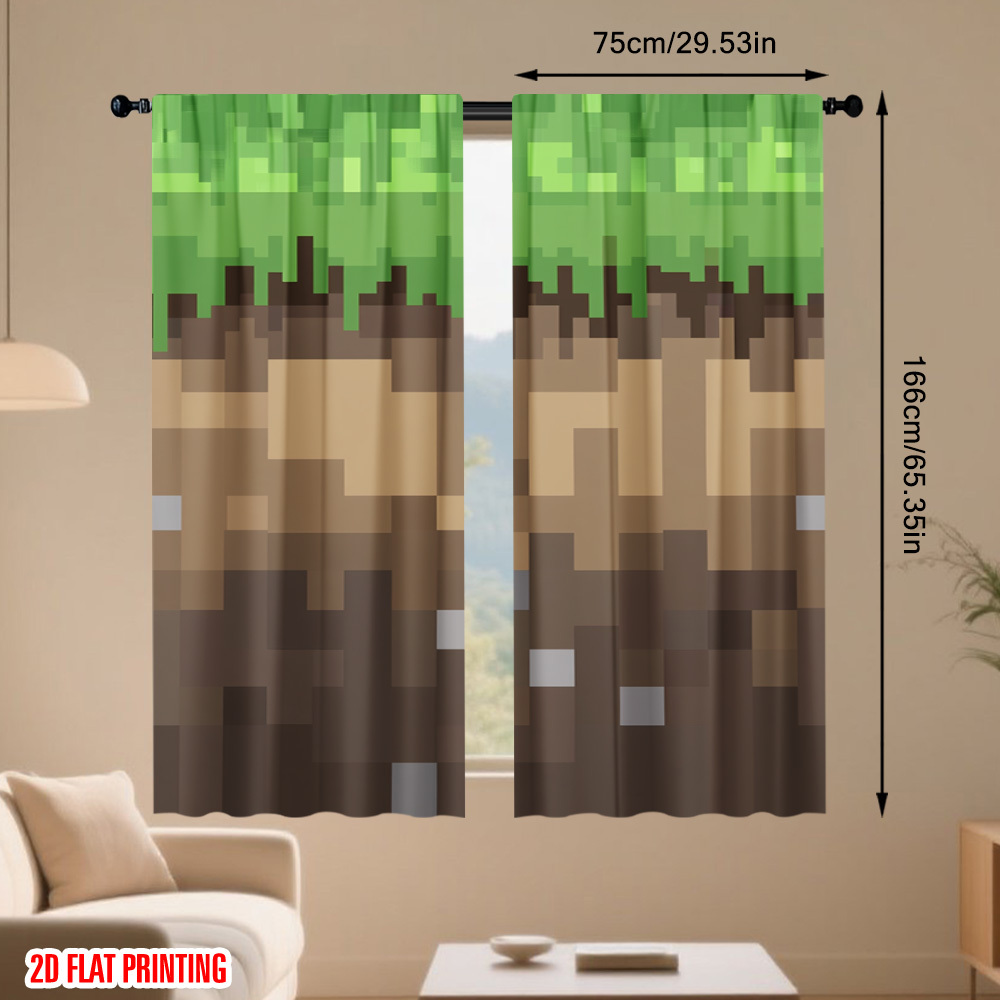 ผ้าม่านบล็อกแสงลายพิกเซลโลก 2  - Home Decor Youtube Videos บทวิจารณ์และราคา