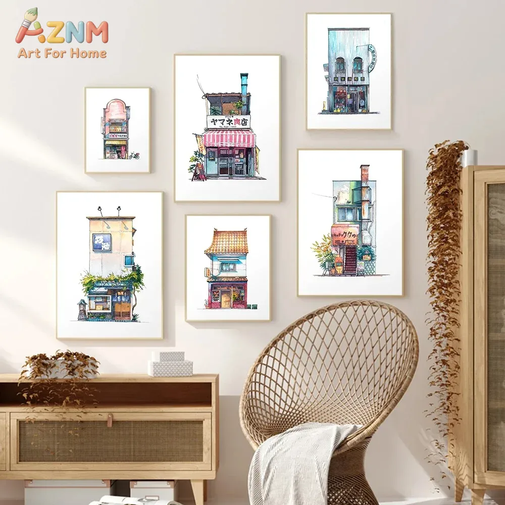 AZNM ภาพวาดสีน้ำสไตล์ญี่ปุ่นสำ - Home Decor Shop บทวิจารณ์และราคา