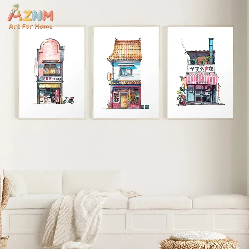 AZNM ภาพวาดสีน้ำสไตล์ญี่ปุ่นสำ - Home Decor Shop บทวิจารณ์และราคา