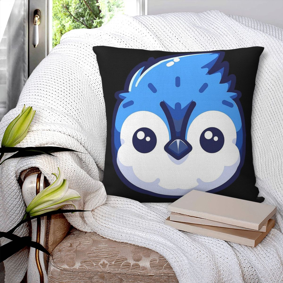 ปลอกหมอนอิงลายหน้าบลูเจย์น่ารั - Home Decor Vector บทวิจารณ์และราคา