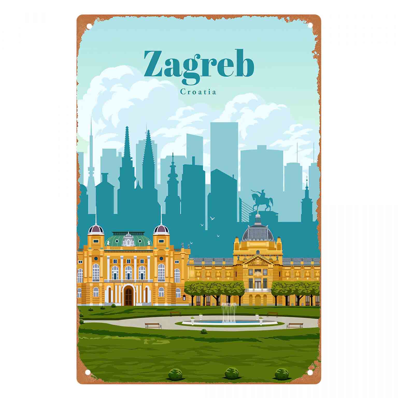 ป้ายโลหะตกแต่งผนังรูปภาพเมืองซ - Home Decor Zagreb บทวิจารณ์และราคา