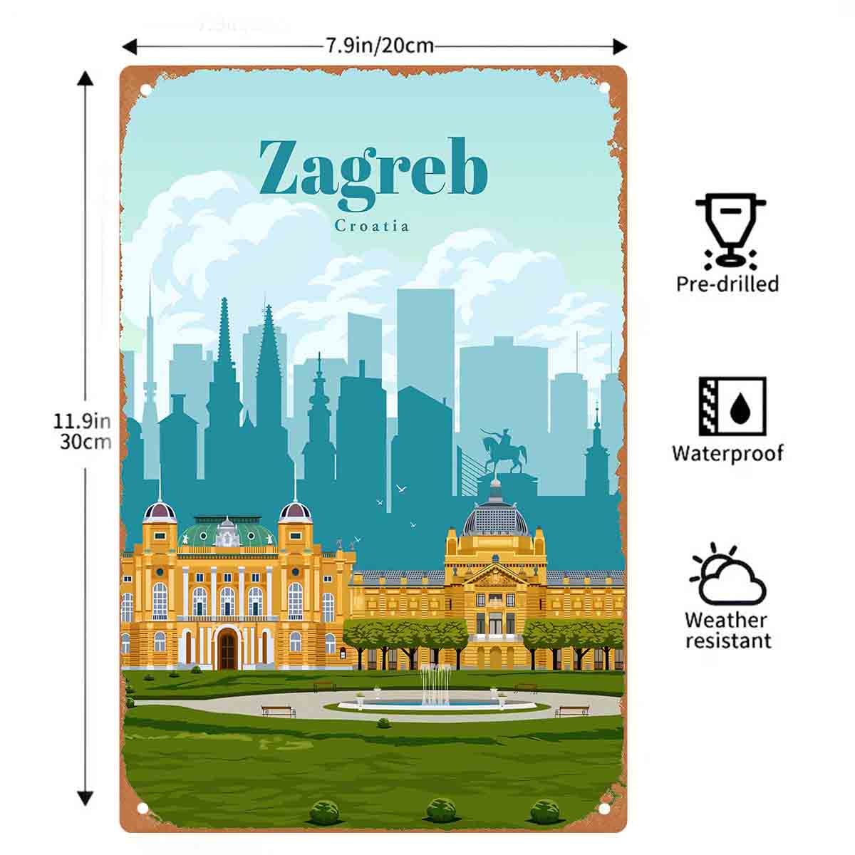 ป้ายโลหะตกแต่งผนังรูปภาพเมืองซ - Home Decor Zagreb บทวิจารณ์และราคา
