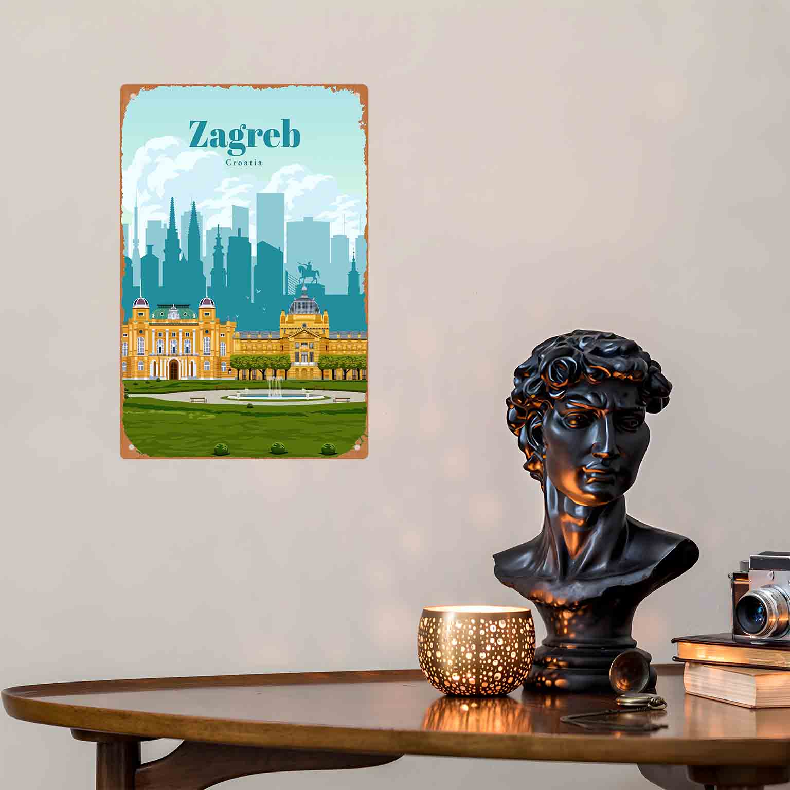 ป้ายโลหะตกแต่งผนังรูปภาพเมืองซ - Home Decor Zagreb บทวิจารณ์และราคา