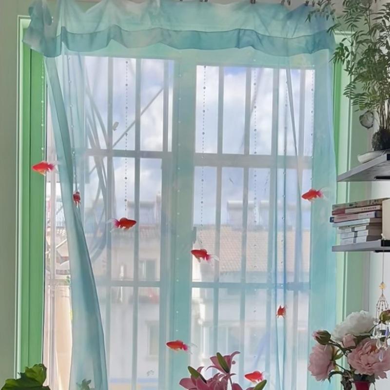 ผ้าม่านหน้าต่างโปร่งแสงสีฟ้าอ่ - Home Decor Under 100 บทวิจารณ์และราคา