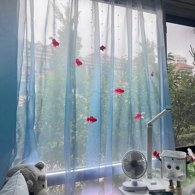 ผ้าม่านหน้าต่างโปร่งแสงสีฟ้าอ่ - Home Decor Under 100 บทวิจารณ์และราคา