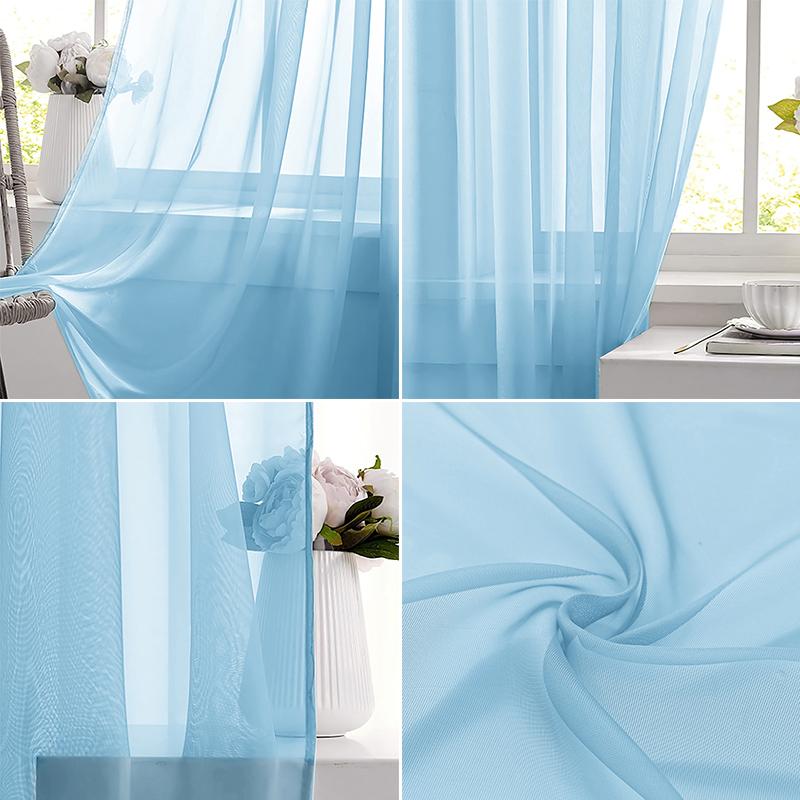 ผ้าม่านหน้าต่างโปร่งแสงสีฟ้าอ่ - Home Decor Under 100 บทวิจารณ์และราคา