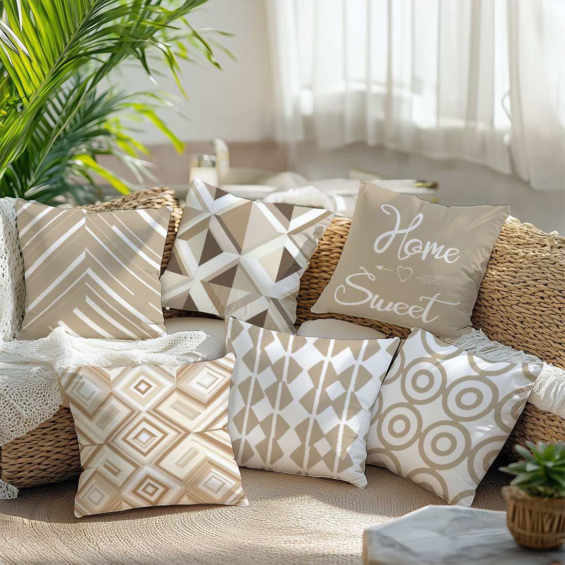 ปลอกหมอนอิงลายภาพประกอบสีน้ำตา - Home Decor Vector บทวิจารณ์และราคา