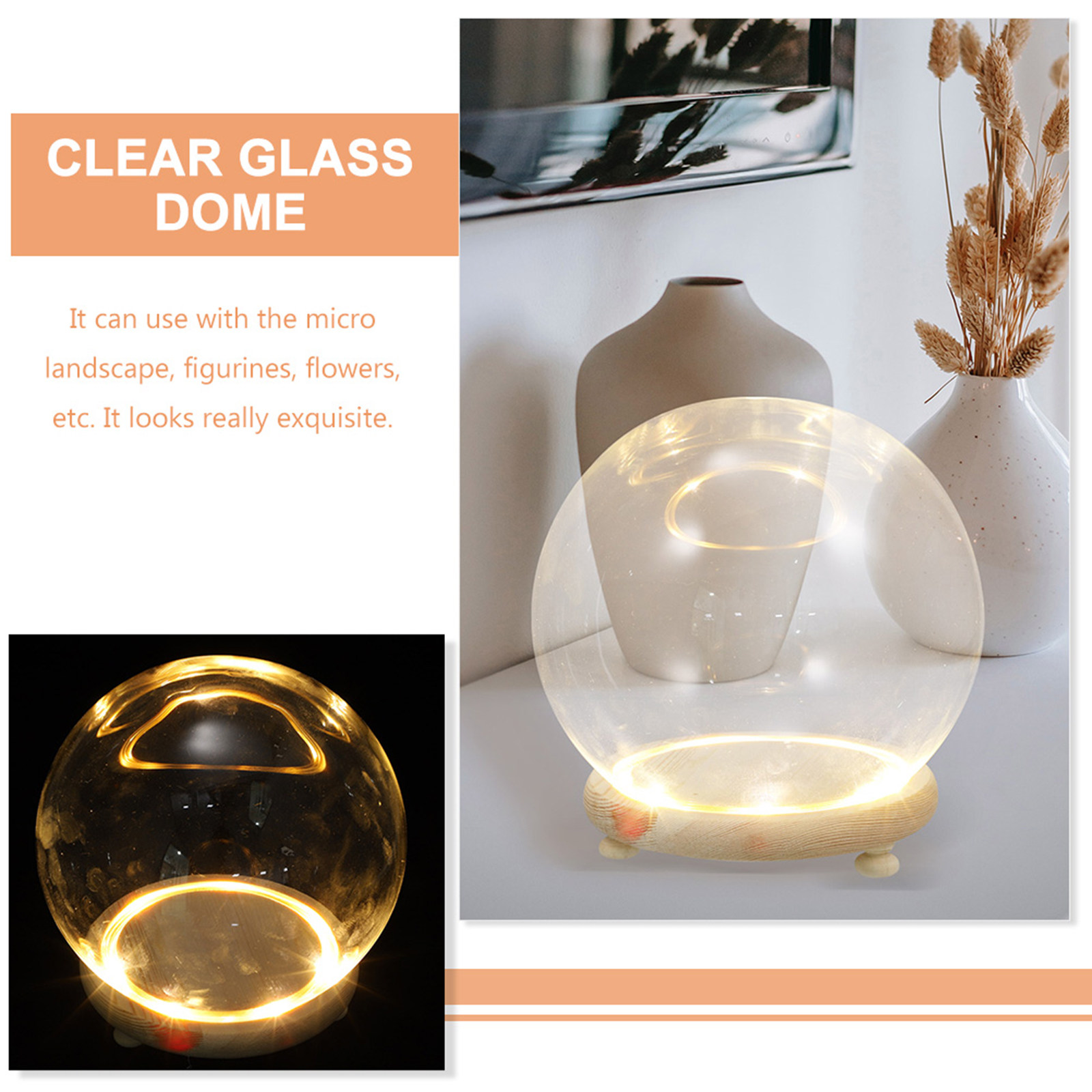 ฝาครอบโดมแก้วใสสำหรับดอกไม้ประ - Home Decor Shop บทวิจารณ์และราคา
