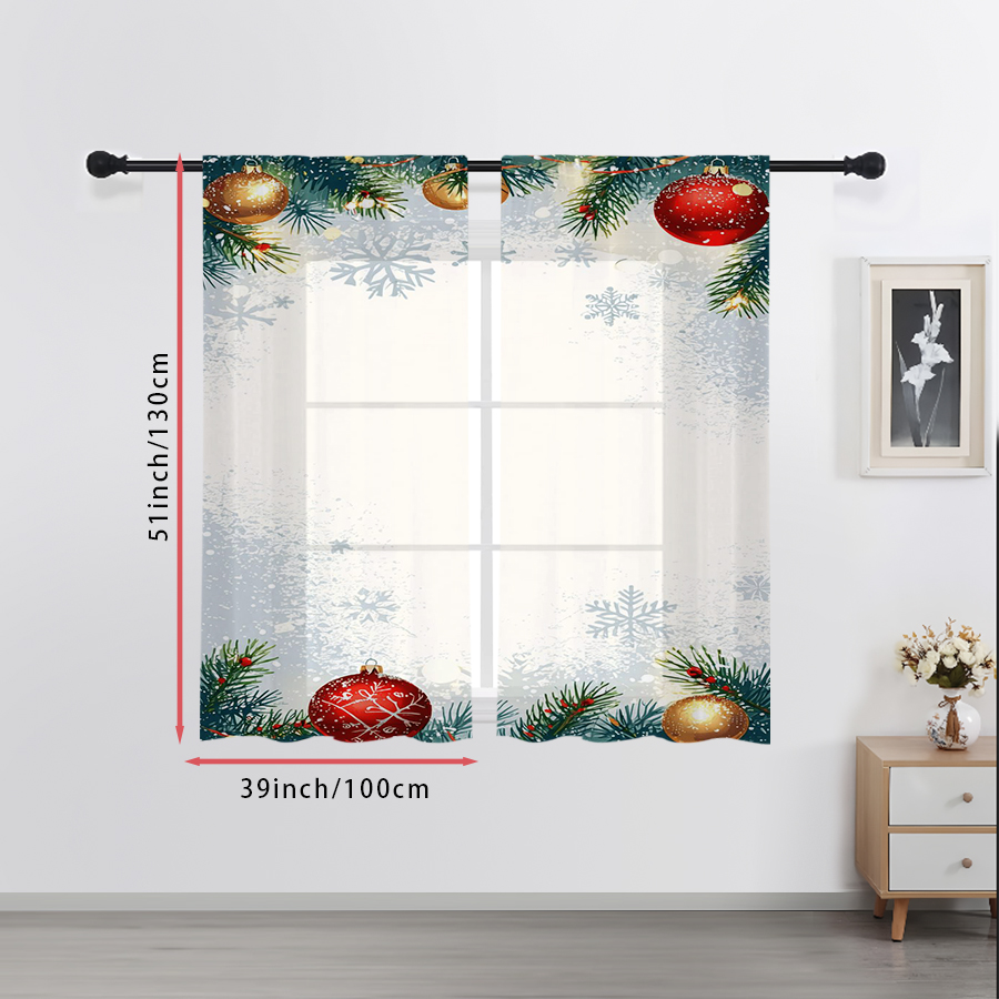 ม่านโปร่งแสง 2 ชิ้น ลายต้นคริส - Home Decor Xmas บทวิจารณ์และราคา