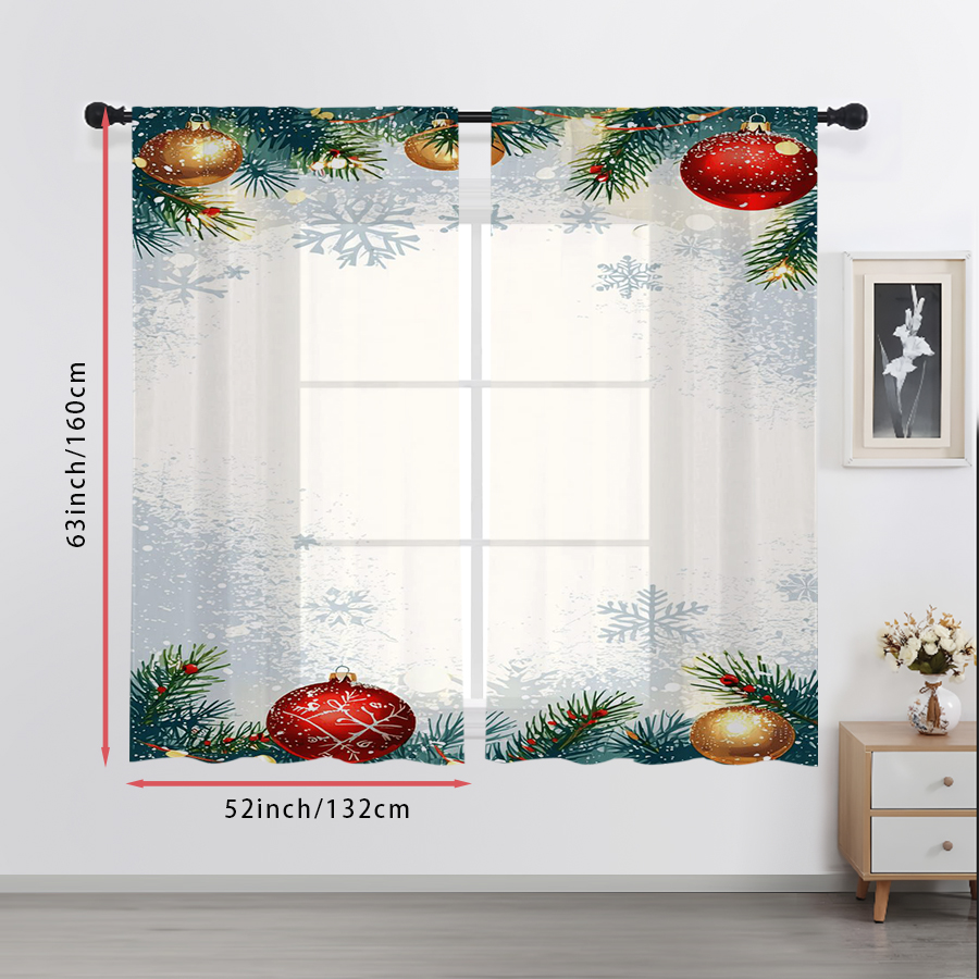 ม่านโปร่งแสง 2 ชิ้น ลายต้นคริส - Home Decor Xmas บทวิจารณ์และราคา