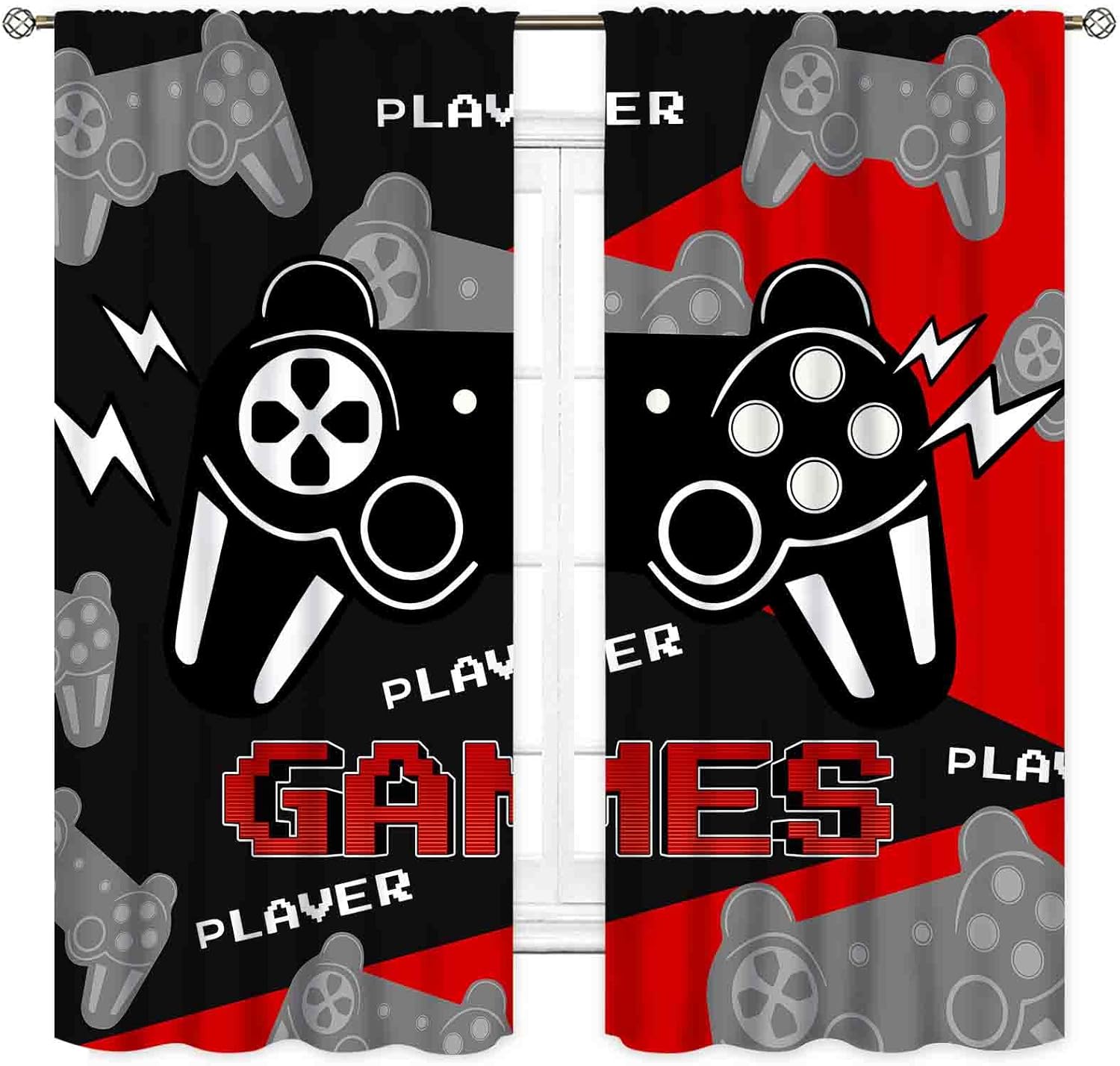 ผ้าม่านเกมมิ่งสีดำแดง ลายพิมพ์ - Home Decor Youtube Videos บทวิจารณ์และราคา