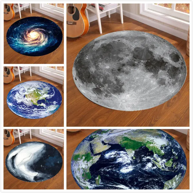 Galaxy Earth Moon พรมกลมสําหรั - Home Decor Under 100 บทวิจารณ์และราคา