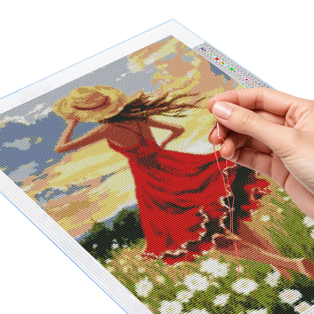 ชุดปักผ้าลายสาวน้อยใส่หมวกฟางก - Home Decor Under 100 บทวิจารณ์และราคา