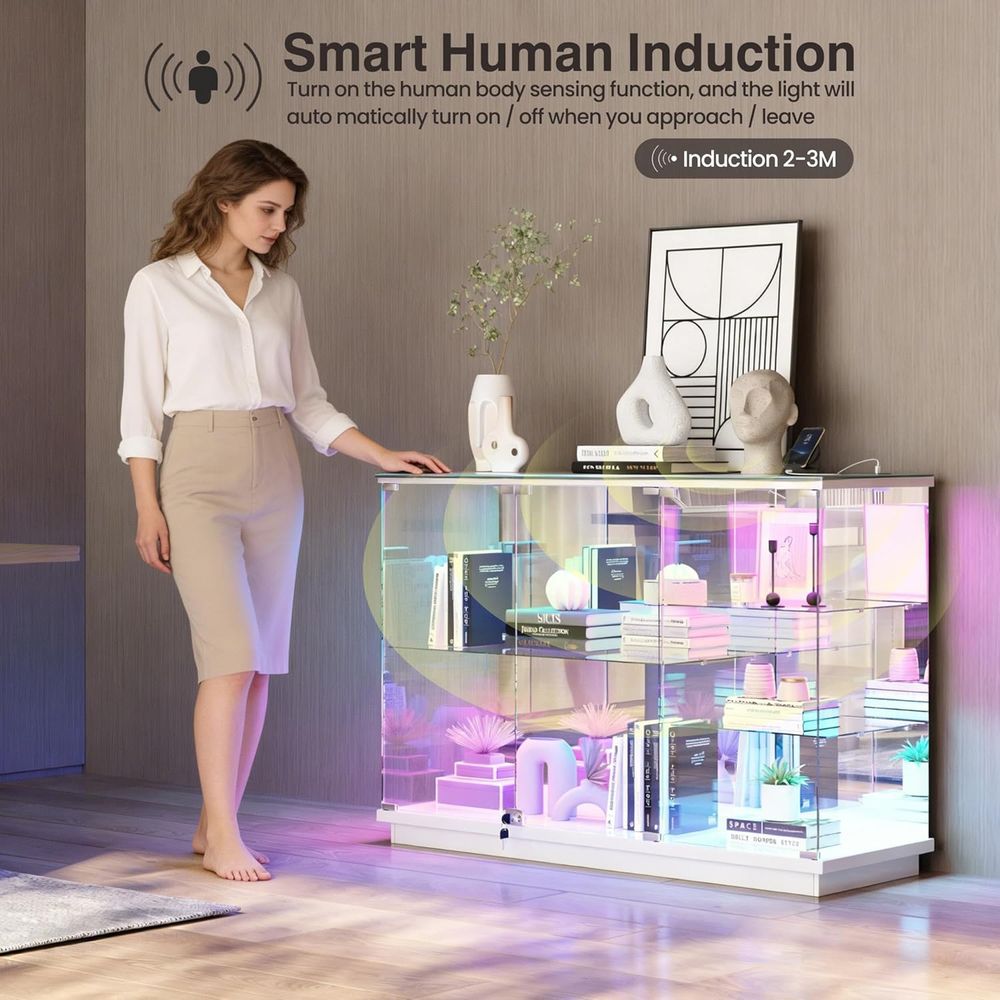 ตู้โชว์กระจกสีขาวเงาสูงพร้อมกุ - Home Decor Collection บทวิจารณ์และราคา
