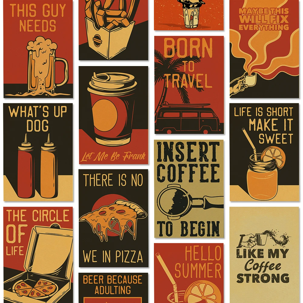 ชุดโปสเตอร์ลายกาแฟ สไตล์เรโทร  - Home Decor Vector บทวิจารณ์และราคา